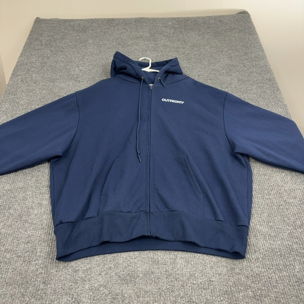 Camber Zip Up Hoodie Mens 3XL Navy Blue Cotton Blend Outfront Graphic Streetwear